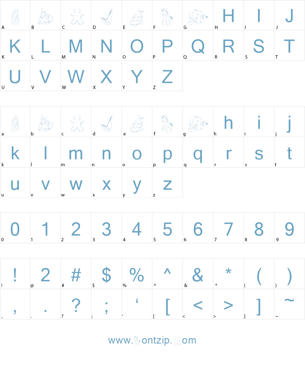 KR Baby's Favorites Font Character